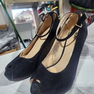 Massimo Black Peep-Toe Heels